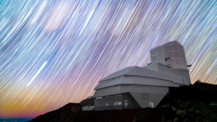 NSF-DOE Vera C. Rubin Observatory beneath star trails: Image: Hernan Stockebrand